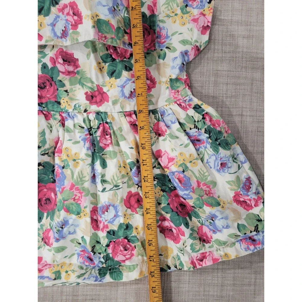 Vintage Limited Jeans Girls Floral‎ Rose Print Dress Peter Pan Collar 90s Cotton